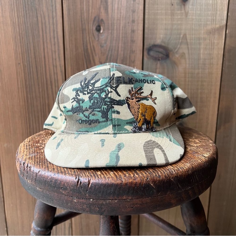 “Elk-Aholic” Oregon Camo Snap-back Hat